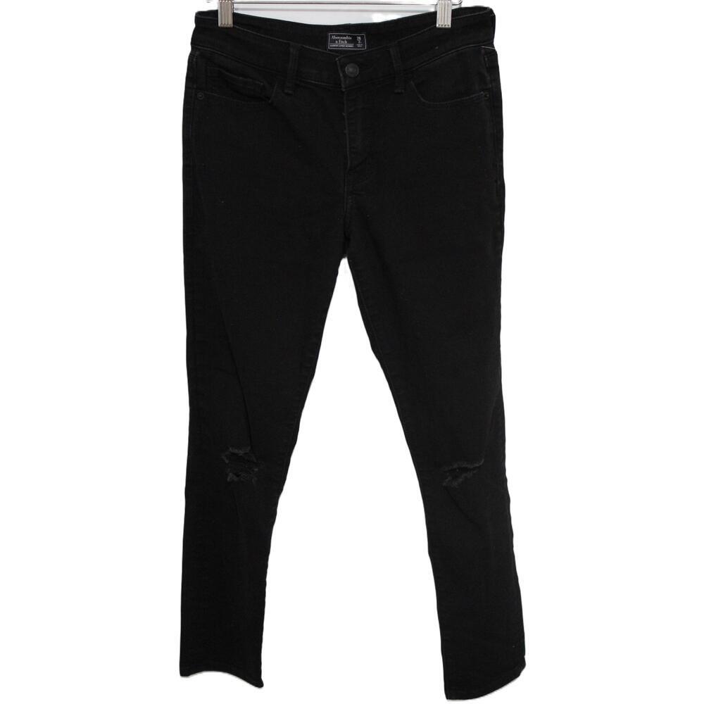 Womens Abercrombie & Fitch Harper Super Skinny Black Denim Casual Jeans Sz 26 2